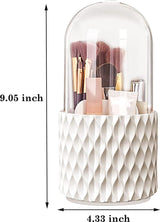 Cosmetica-make-uporganizer met stofdicht, stofdicht, 360 graden draaibare opslag met deksel, voor wastafel, badkamer, bureau, werkblad (wit)