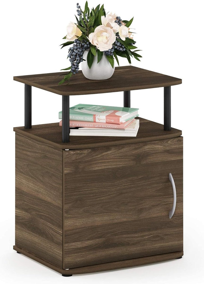 Utility Design bijzettafel, nachtkastje, Columbia walnoot/zwart, 48 (B) x 61,2 (H) x 39,4 (D) cm