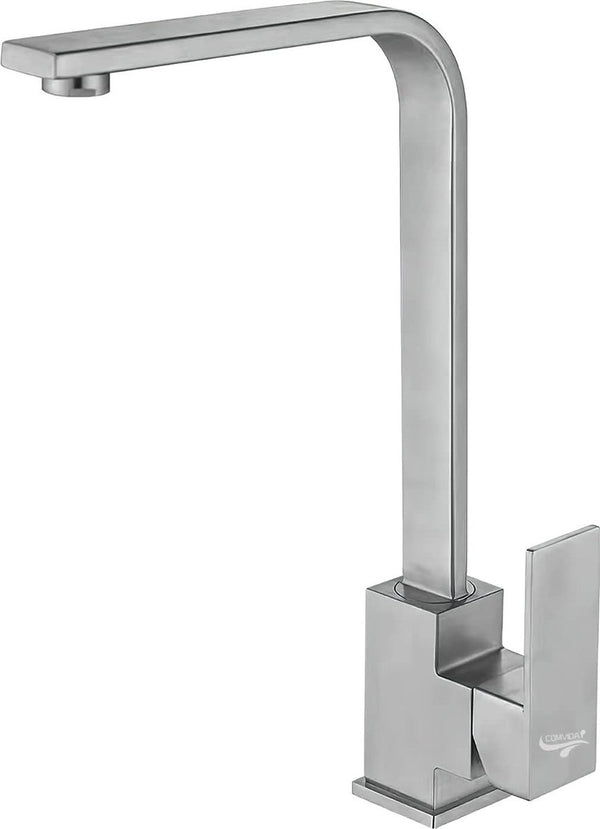 Kraan voor de keuken, 360 graden draaibaar, wastafelmengkraan, wastafelarmatuur, eenhendelmengkraan, modern, elegant, chroom, roestvrij staal, keukenkraan