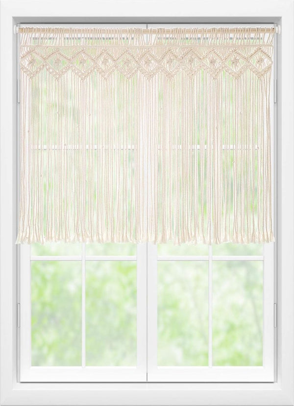 Macrame Gordijn Raam Muurophanging Boho Decoratief Geweven Tapijt Wanddecoratie Buitengordijn voor Bruiloft Decoratie Thuis 89 x 66 cm