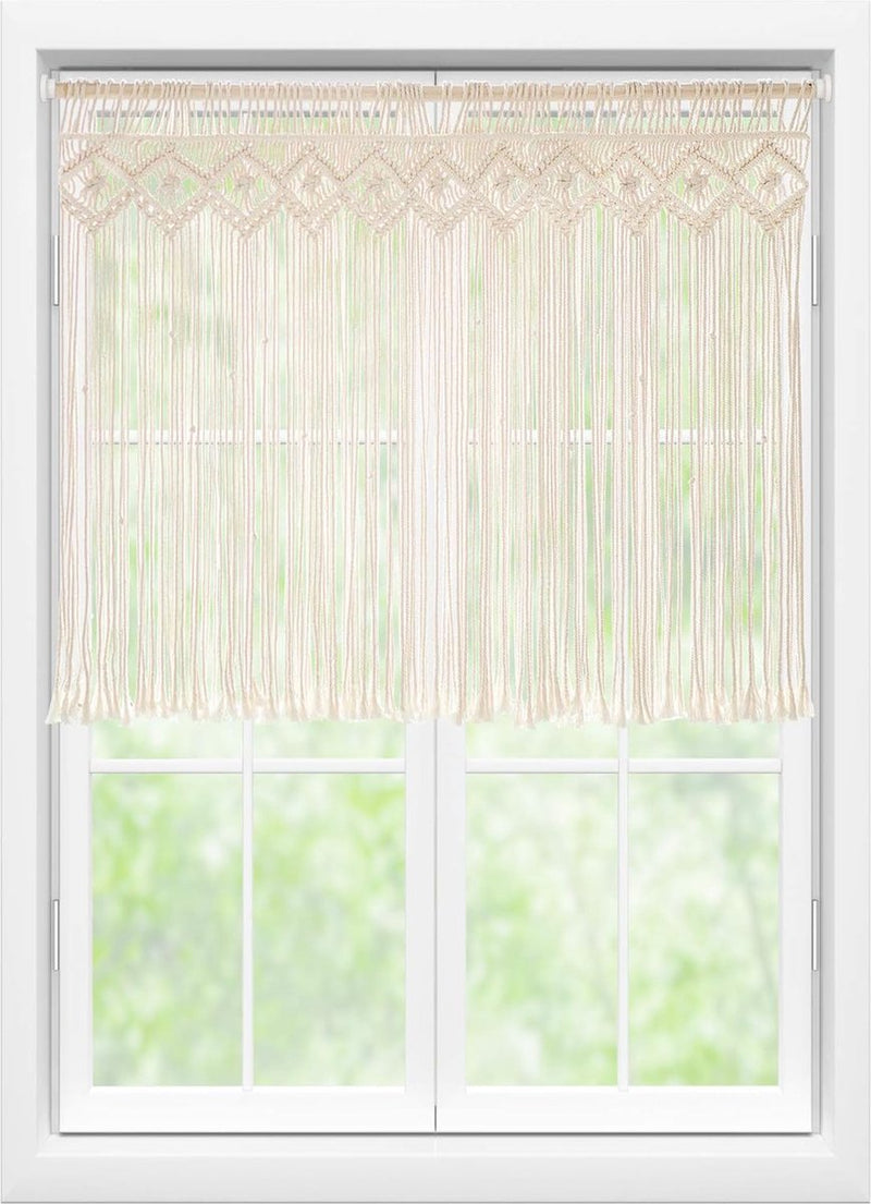 Macrame Gordijn Raam Muurophanging Boho Decoratief Geweven Tapijt Wanddecoratie Buitengordijn voor Bruiloft Decoratie Thuis 89 x 66 cm