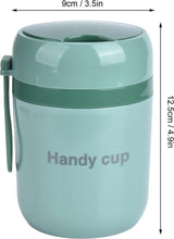 Geïsoleerde soepcontainer voor kinderen, 17 oz, voedselthermos-lunchbox met opvouwbare lepel, roestvrijstalen vacuümlunchbox met brede opening, voor warm/koude gerechten, reizen, groen
