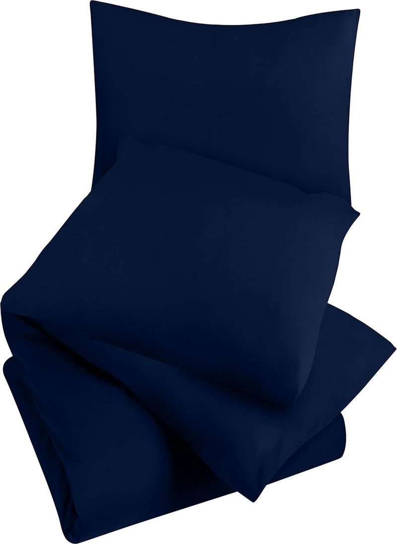 Beddengoedset - microvezel dekbedovertrek 260 x 240 cm + 2 kussenslopen 65 x 65 cm - marineblauw