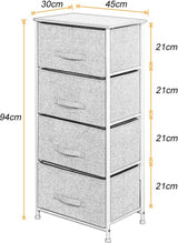 ladekast met 4 laden, organisatorisch meubilair, textiel opbergkast voor slaapkamer, woonkamer of - kleine ladekast met beige, 45 x 30 x 94 cm