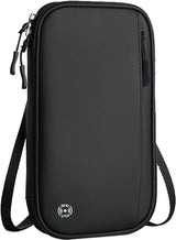 Paspoorttas, draagbare paspoorthoes, reisdocumentenorganizer, met RFID-blokkering, reisorganizer, zwart