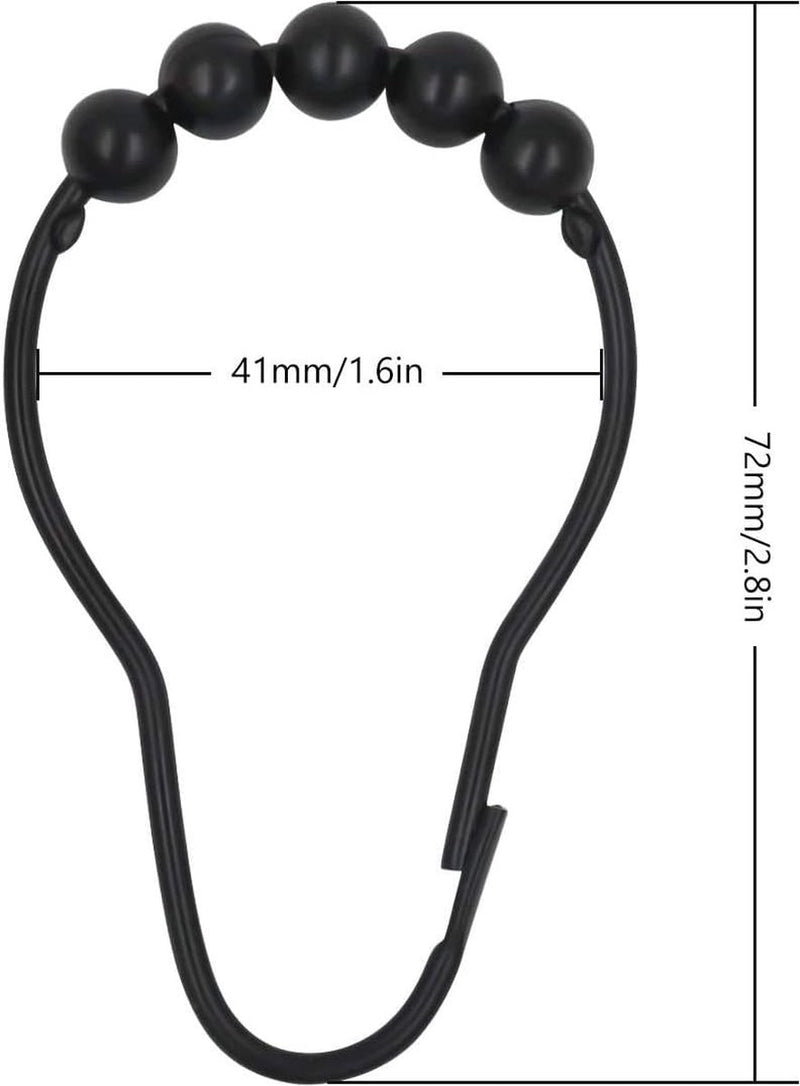 24 stuks douchegordijnhaken roestvrij staal gepolijst chroom douchegordijnringen zwart