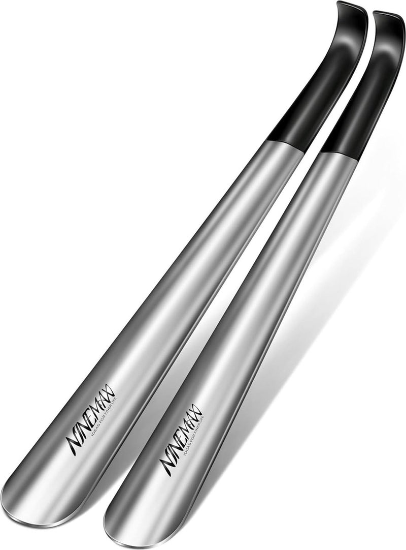 Lange metalen schoenlepel, lange roestvrijstalen schoentrekker, 42 cm stabiele grote schoenlepel, lange schoenlepel, 2 stuks