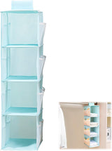 Hangorganizer, 4 compartimenten Hangplank met 12 mesh zijvakken, opvouwbaar en ruimtebesparend, hangende stoffen kast, hangende opbergkast organisator, blauw (22 x 30 x 80 cm)