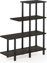 Decoratieve plank met 4 niveaus, hout, espresso/zwart, 29,49 x 80 x 100,2 cm