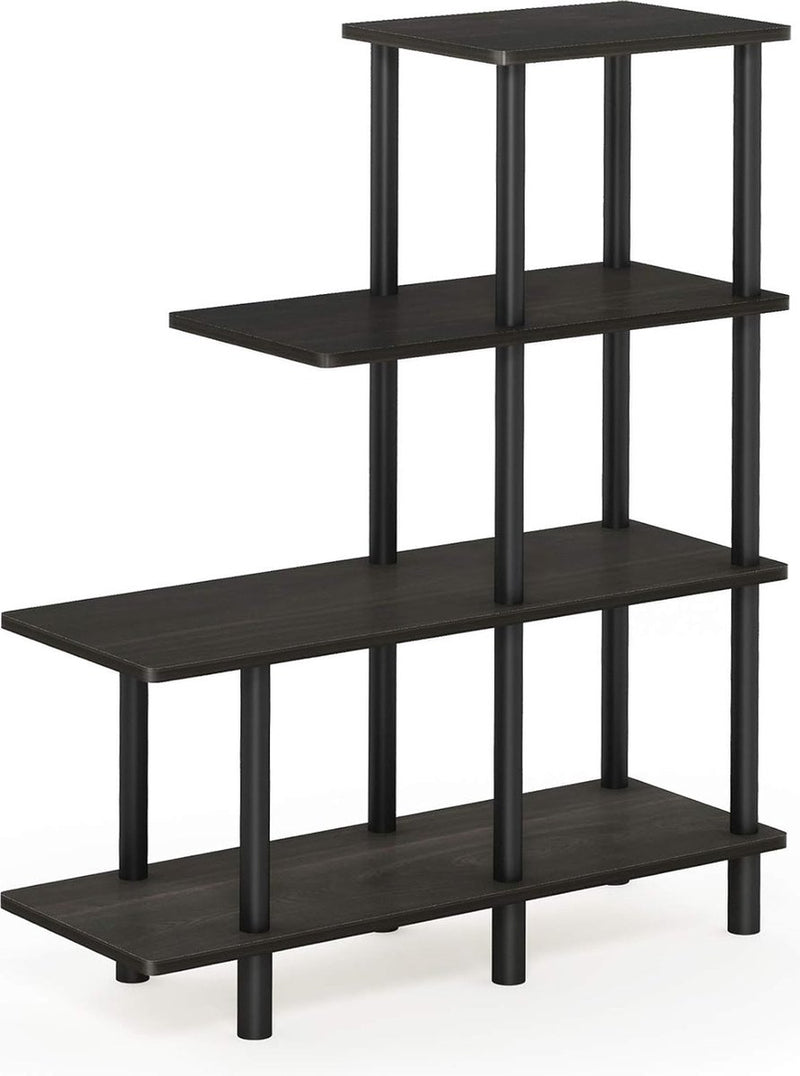 Decoratieve plank met 4 niveaus, hout, espresso/zwart, 29,49 x 80 x 100,2 cm