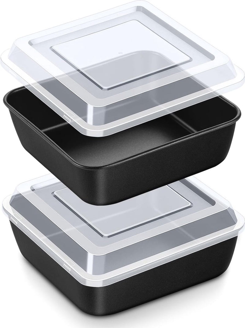 Ovenschaal met deksel, vierkante taartvorm van roestvrij stalen kern met zwarte antiaanbaklaag, kleine bakplaat Brownie bakvorm in de oven bakken, gezond en gemakkelijk te reinigen