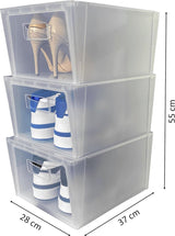 Set van 3 schoenenrek, schoenenorganizer, ruimtebesparende schoenendozen 37 x 27,7 x 33 cm, schoenenkast voor de kledingkast