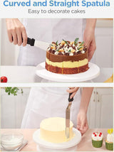 Roterende taartplaat, roterende taartplaat, breng 2 taartspatels en 3 taartschrapers mee, geschikt voor beginners en professionals, draaitafel taartplaat met voet (set van 6)