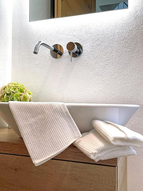 Set van 10 zeepdoekjes wafel piqué, 100% katoen, 30x30 cm, wit