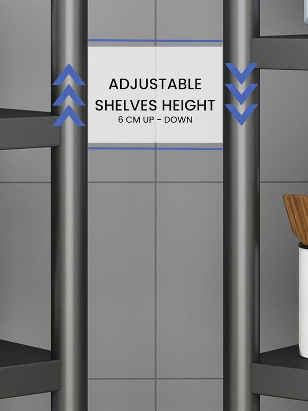 Staande plank voor opslag. Modulaire multifunctionele plank. Plank met wielen. Staande plank. Meubels voor keuken, badkamer, slaapkamer, woonkamer met 4 planken. (120x40x40cm)