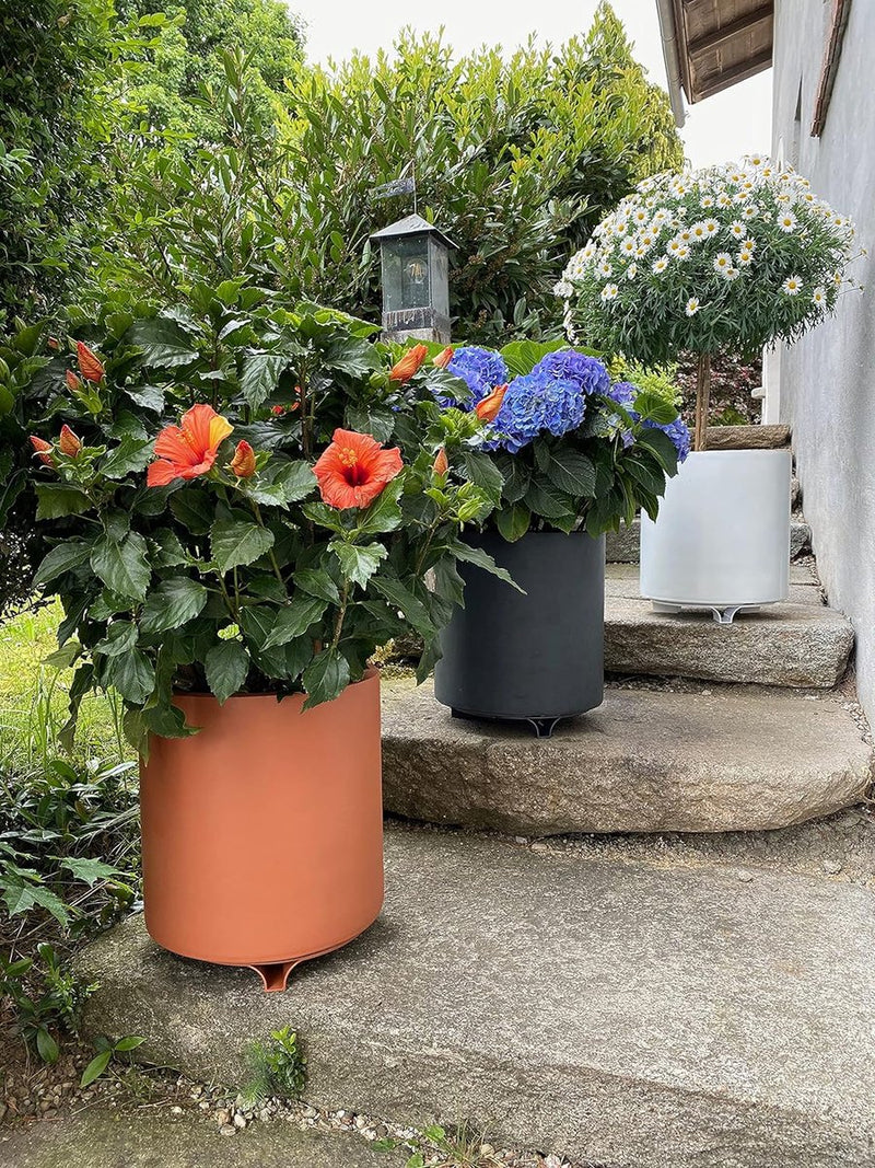 Set van 4 bloempotonderzetters - kleur: zwart - rond - 27 cm diameter - bloempot onderzetter - gerecycled materiaal