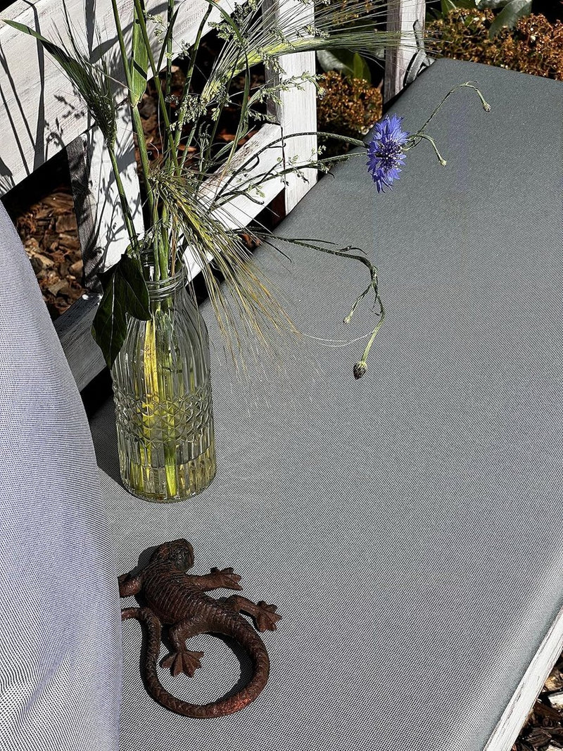 Bankkussen, voor binnen en buiten, 120 x 40 x 4 cm, geverfd garen, waterafstotend, taupegrijs