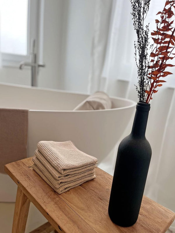 Set van 10 gastendoekjes wafelpiqué, 100% katoen, 30x50 cm, cappuccino