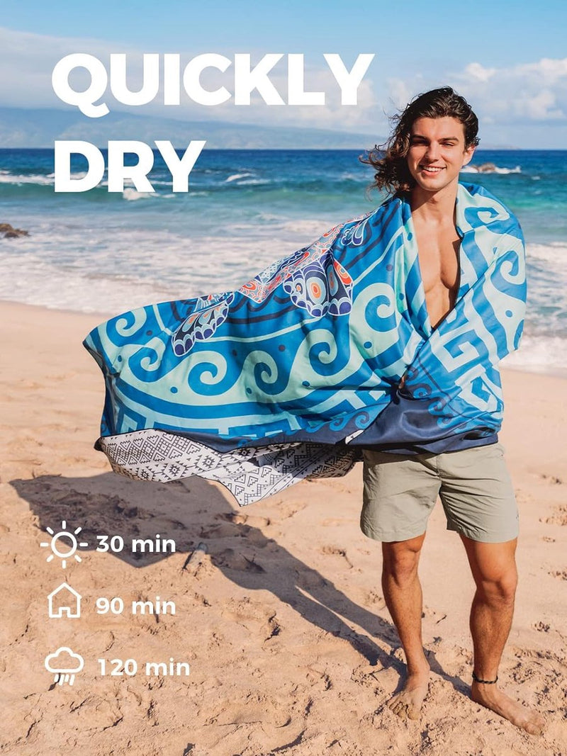 Microvezel strandlaken, sneldrogend, groot 160x80 cm, superabsorberend, zandvrij strand- en zwemhanddoeken voor dames en heren