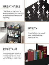 Extra keukenwagen Opvouwbare groente- en fruitwagen, multifunctioneel. Keukenplank met wielen. Servicewagen met 3 opbergniveaus voor huishouden, badkamer, woonkamer, terras