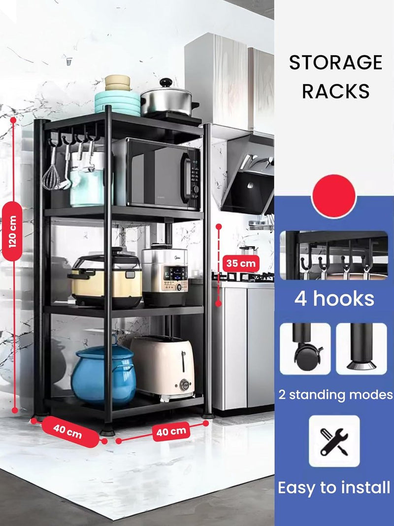 Staande plank voor opslag. Modulaire multifunctionele plank. Plank met wielen. Staande plank. Meubels voor keuken, badkamer, slaapkamer, woonkamer met 4 planken. (120x40x40cm)