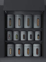 Voorraaddozen, set van 3, 1,9 l, met deksel en kijkvenster voor levensmiddelen, stabiele voorraadcontainer, metalen blikjes voor koffie, thee, ontbijtgranen, koffieblik,