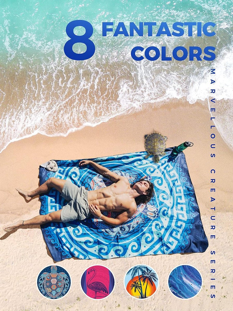Microvezel strandlaken, sneldrogend, groot 160x80 cm, superabsorberend, zandvrij strand- en zwemhanddoeken voor dames en heren