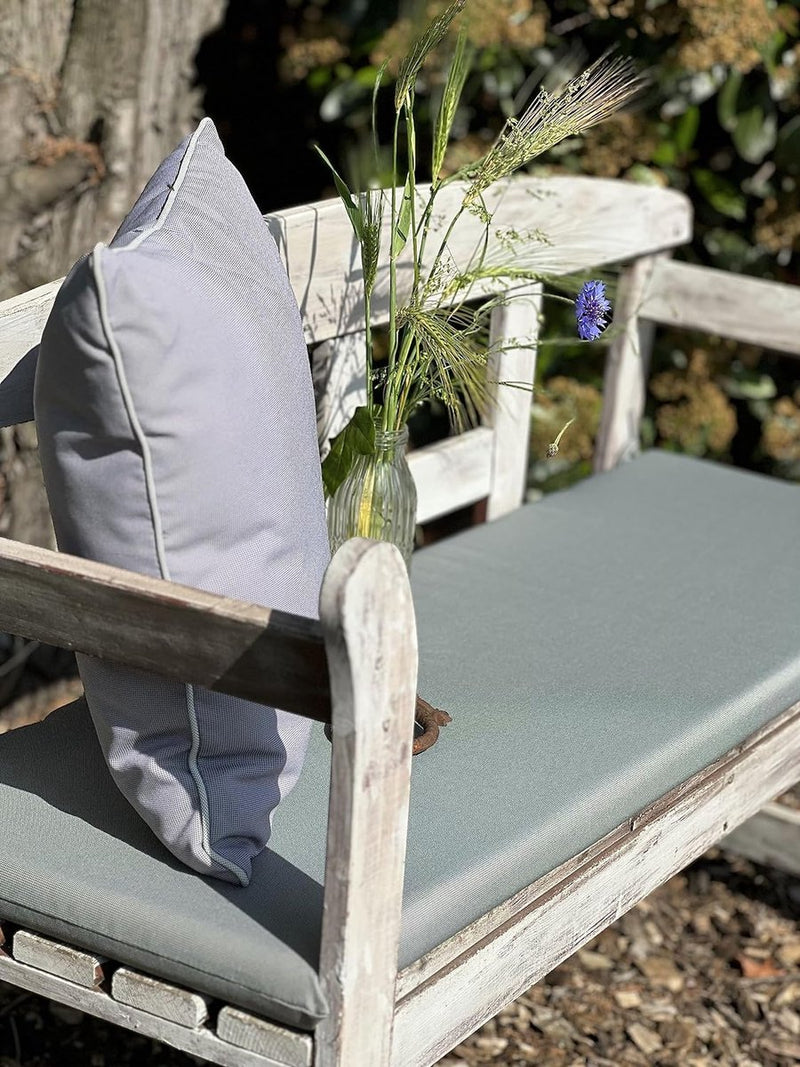 Bankkussen, voor binnen en buiten, 120 x 40 x 4 cm, geverfd garen, waterafstotend, taupegrijs