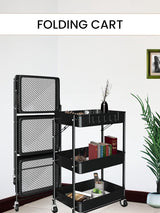 Extra keukenwagen Opvouwbare groente- en fruitwagen, multifunctioneel. Keukenplank met wielen. Servicewagen met 3 opbergniveaus voor huishouden, badkamer, woonkamer, terras