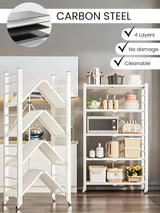 Plank om op te bergen. Modulair multifunctioneel rek Plank met wielen. Inklapbare staande plank. Meubels voor keuken, badkamer, slaapkamer, woonkamer met 3 opbergvakken.