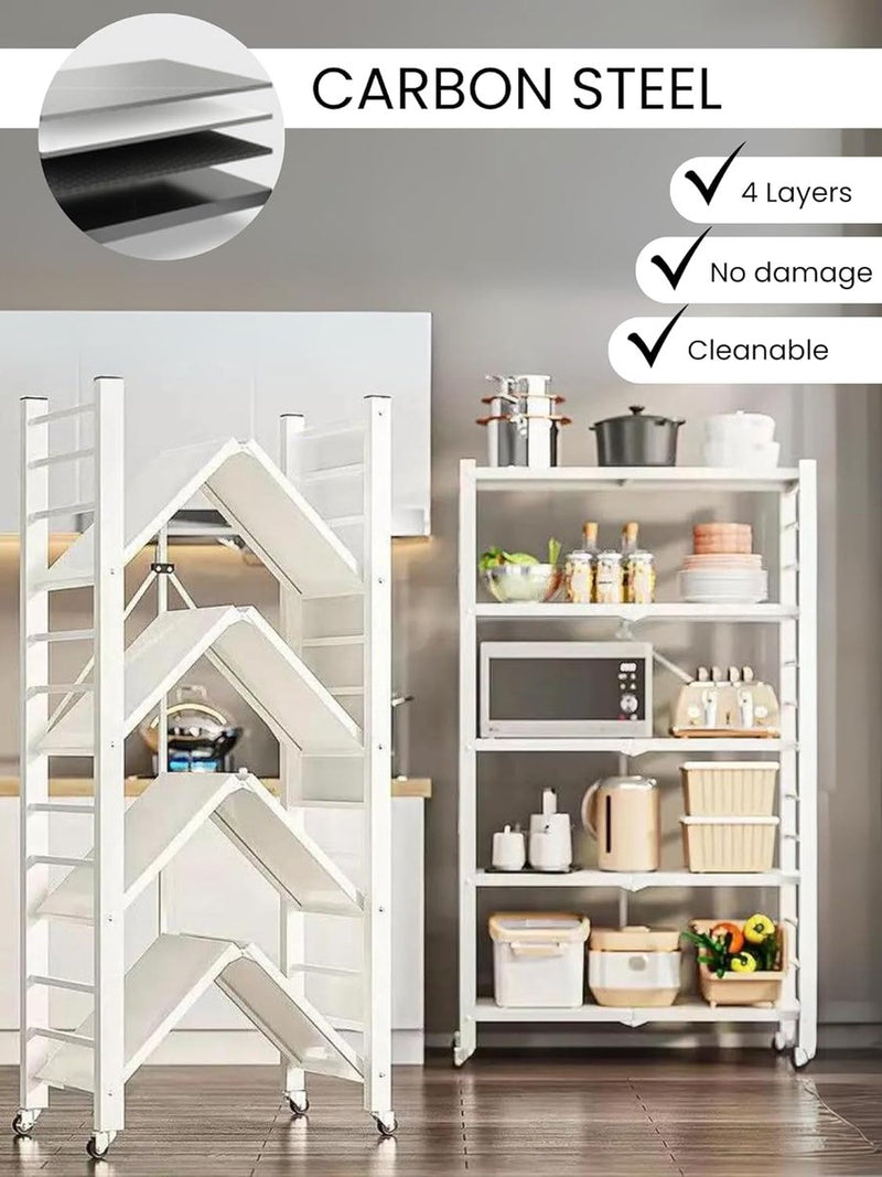 Plank om op te bergen. Modulair multifunctioneel rek Plank met wielen. Inklapbare staande plank. Meubels voor keuken, badkamer, slaapkamer, woonkamer met 3 opbergvakken.