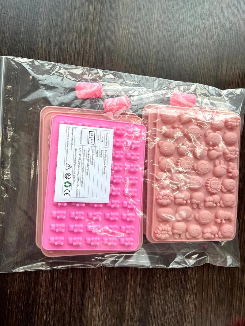 7 stuks siliconen chocoladevormen met 3 stuks pipetten, snoep, siliconen vormen, gummibeertjes, vorm, siliconen, chocoladevorm, ijsblokjesvormen voor doe-het-zelf chocolade, snoep