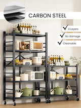 Plank voor opslag. Modulaire multifunctionele plank. Plank met wielen. Opvouwbare staande plank. Meubels voor keuken, badkamer, slaapkamer, woonkamer met 3 opbergvakken.