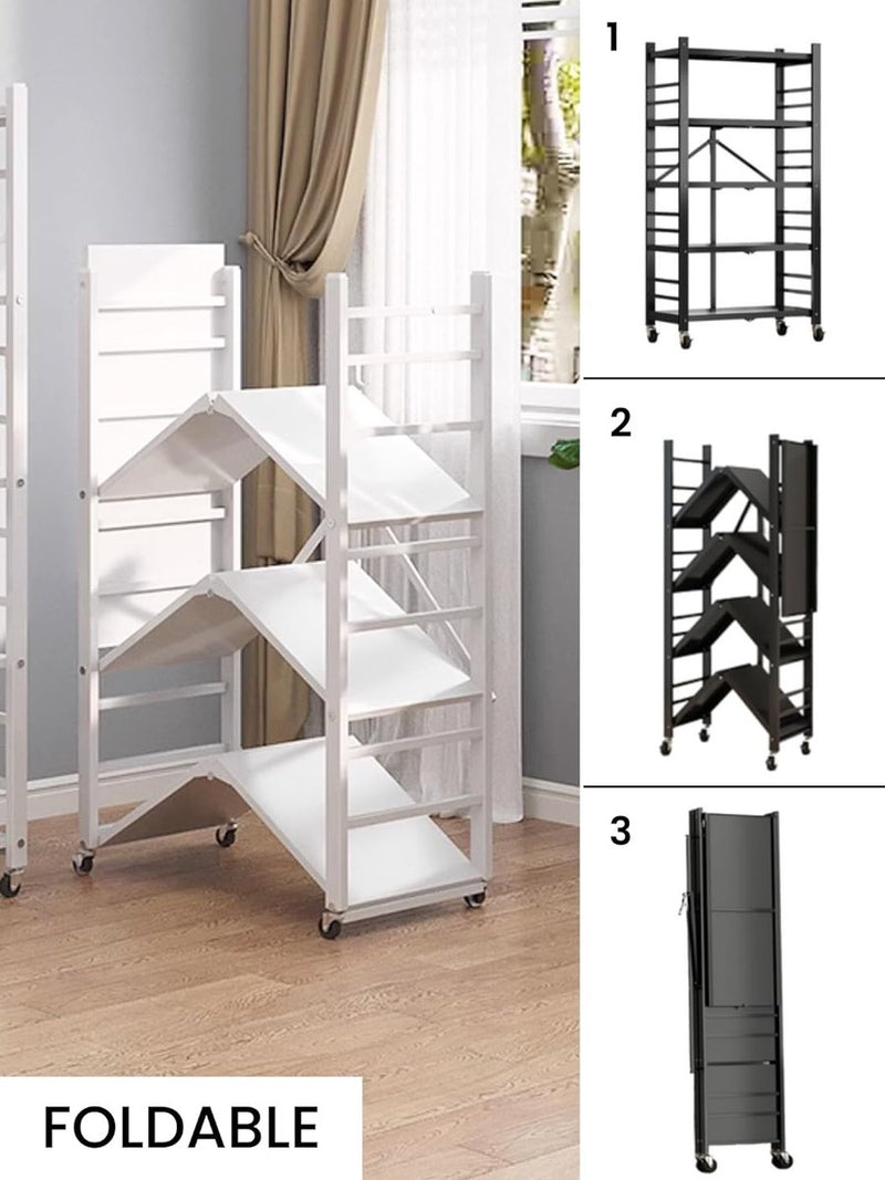 Plank om op te bergen. Modulair multifunctioneel rek Plank met wielen. Inklapbare staande plank. Meubels voor keuken, badkamer, slaapkamer, woonkamer met 3 opbergvakken.