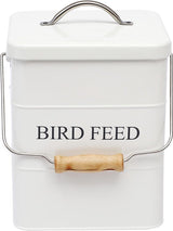 Voeremmer met deksel, voorraadbak voor vogelvoer en voer, droogvoerbak opbergbakken – wit