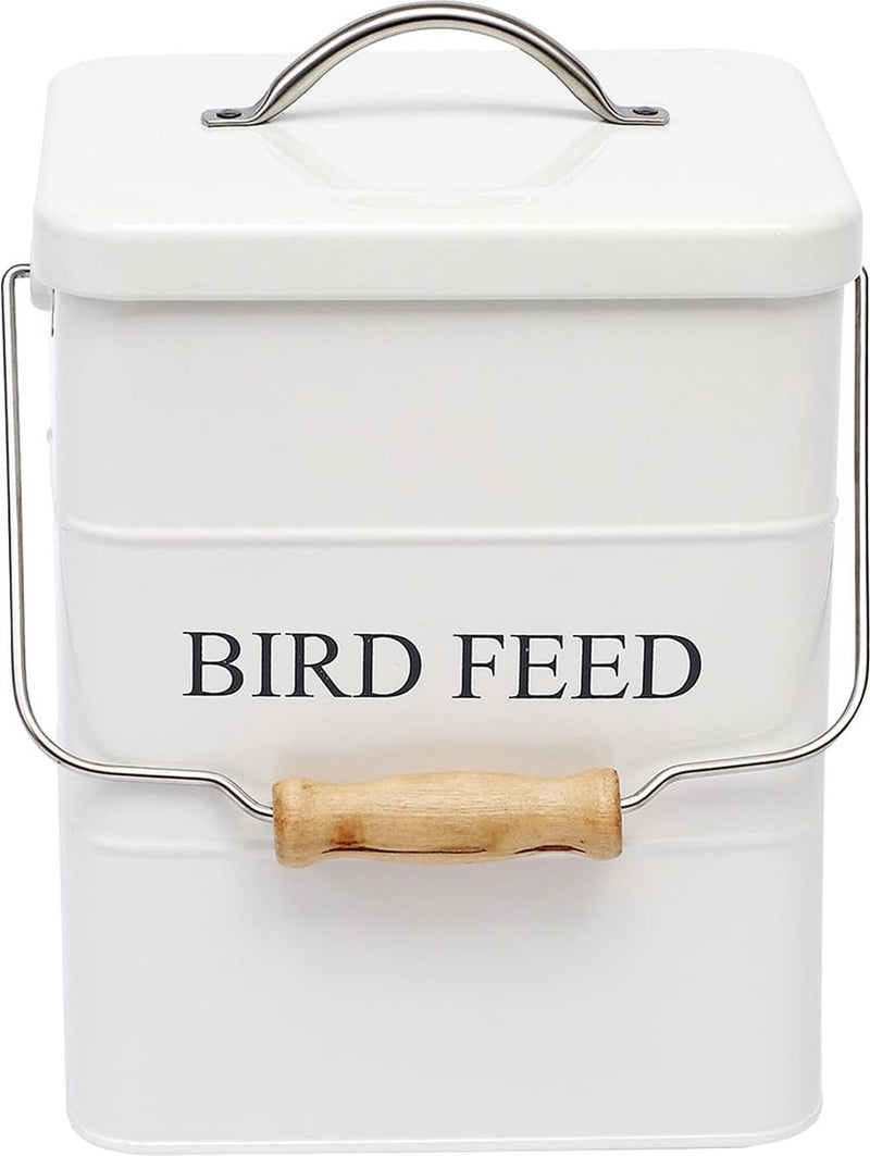 Voeremmer met deksel, voorraadbak voor vogelvoer en voer, droogvoerbak opbergbakken – wit