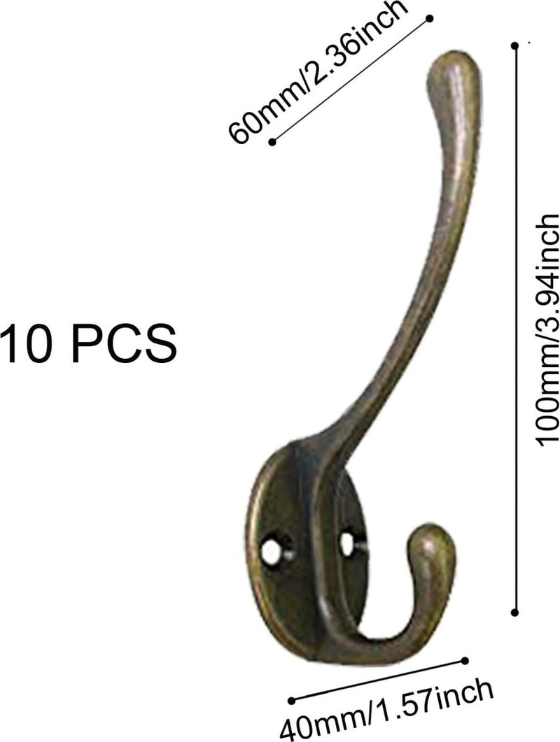 10 stuks kapstokken dubbele wandhaken wandkapstokken metalen kleerhangers met schroeven voor kapstokken badkamer keuken retro