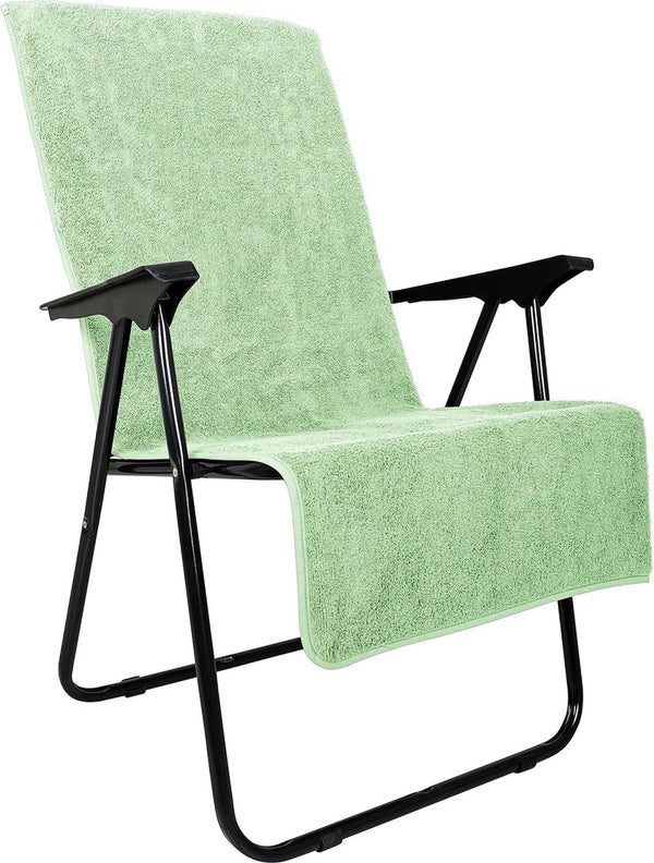 Premium badstof hoes voor tuinstoel, 100% katoen, Oeko-Tex 100, handdoekovertrek met hoge rugleuning, stoelovertrek met envelop voor camping-, ligstoel, 65 x 130 cm, mint