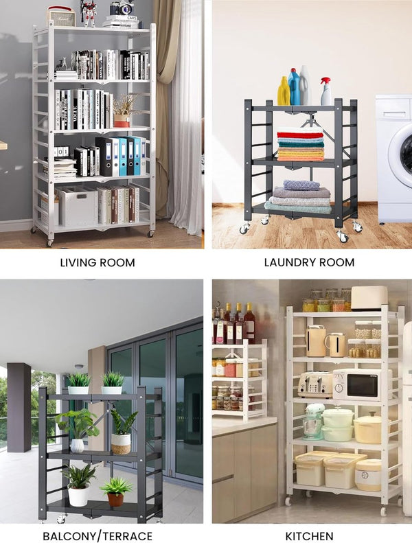 Plank om op te bergen. Modulair multifunctioneel rek Plank met wielen. Inklapbare staande plank. Meubels voor keuken, badkamer, slaapkamer, woonkamer met 3 opbergvakken.