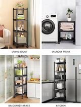 Staande plank voor opslag. Modulaire multifunctionele plank. Plank met wielen. Staande plank. Meubels voor keuken, badkamer, slaapkamer, woonkamer met 4 planken. (120x40x40cm)