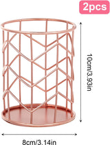 Set van 2 roségouden pennenhouder Mode opengewerkte ijzeren kunst schrijfinstrumentenhouder Make-upborstelhouder Make-upborstelhouder Potloodhouder Metalen pennenhouder Bureau (roze)