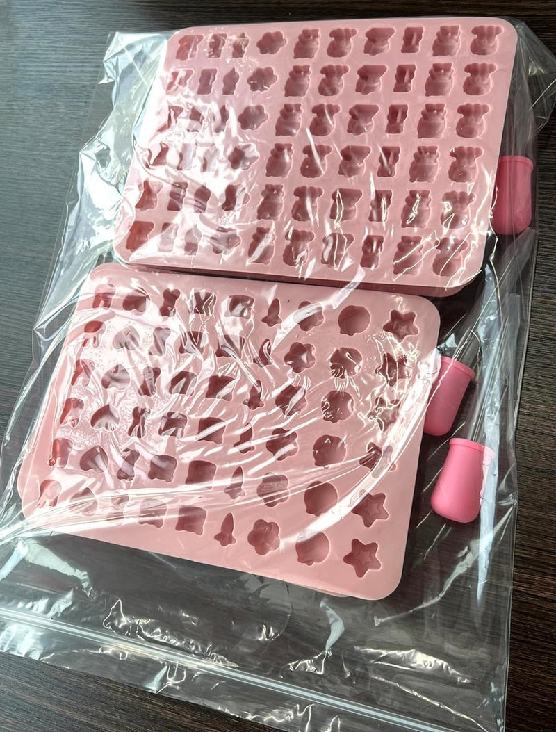 7 stuks siliconen chocoladevormen met 3 stuks pipetten, snoep, siliconen vormen, gummibeertjes, vorm, siliconen, chocoladevorm, ijsblokjesvormen voor doe-het-zelf chocolade, snoep