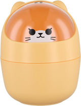 Bureauprullenbak, schattige, schattige mini kleine vuilnisbak, pennenhouder met deksel, draagbare verwijderbare tafelafvalbak, plastic afvalbak voor kantoor (oranje)