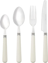 Bestekset voor 6 personen, 24-delige bestekset van roestvrij staal, bestek met kunststof handvat inclusief mes, vork, lepel voor thee of dessert, vaatwasmachinebestendig (wit)