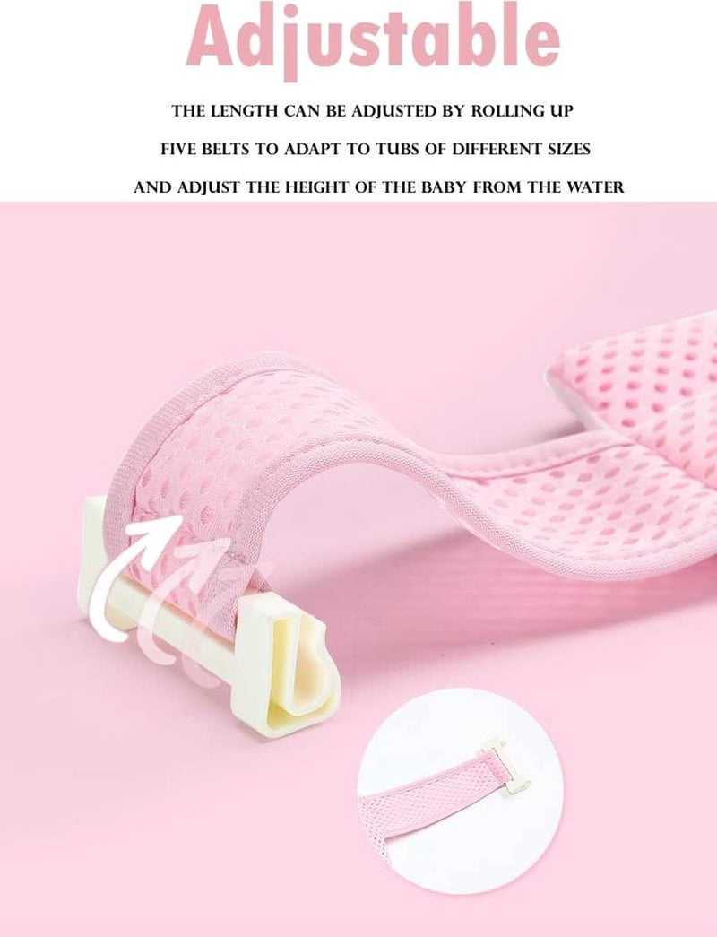 Babybadmat, badzitje voor baby's, babybadmat, met mesh, verstelbaar, antislip met veiligheidsgordel, babybadmat, babybadmat, babybadmat voor pasgeborenen peuters