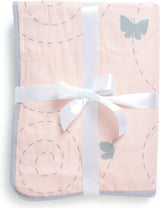 Gemaakt van biologisch katoen, zachtste babydeken voor kinderbed/bed, met 3 zachte lagen stof, omkeerbare designs, 2 mousseline, flanel in het midden, 95 x 120 cm - vlinder