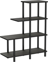 Decoratieve plank met 4 niveaus, hout, espresso/zwart, 29,49 x 80 x 100,2 cm