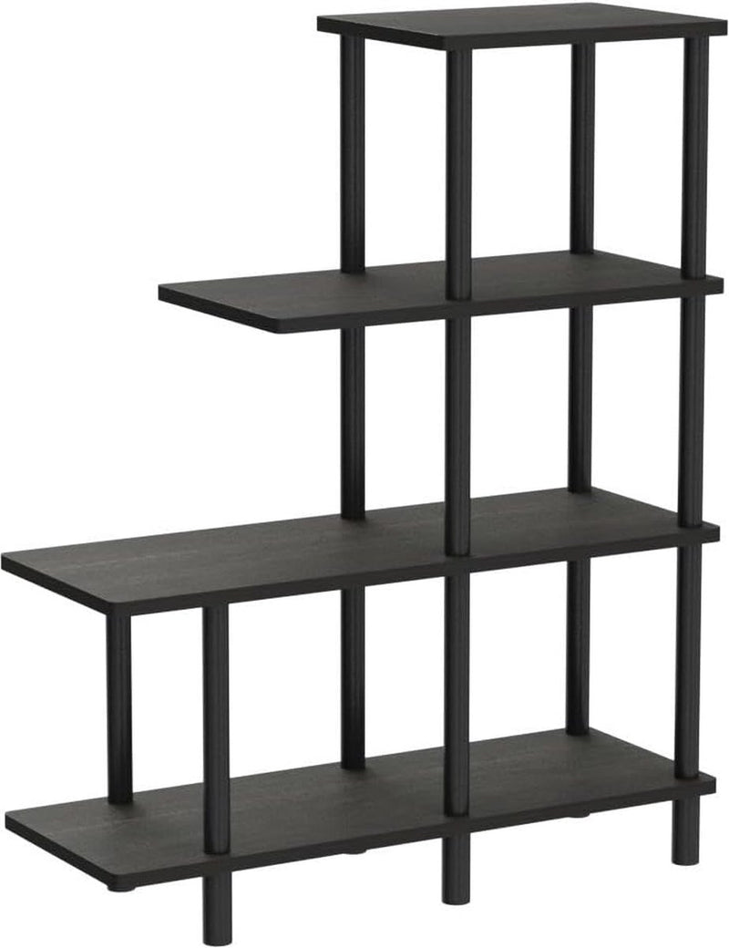 Decoratieve plank met 4 niveaus, hout, espresso/zwart, 29,49 x 80 x 100,2 cm