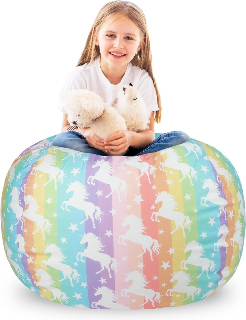 Eenhoornzitzak voor kinderen, speelgoed, knuffeldieren, opslag voor meisjes en jongens, opbergorganizer, opslag kinderkamer