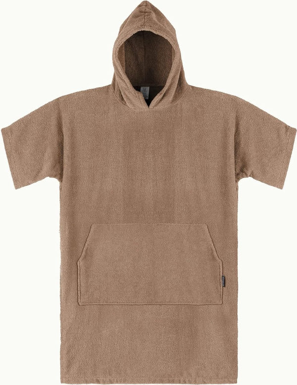 Badponcho dames en heren - surfponcho van 100% katoen - doek voor volwassenen - uniseks badjas - badhanddoek met capuchon, taupe